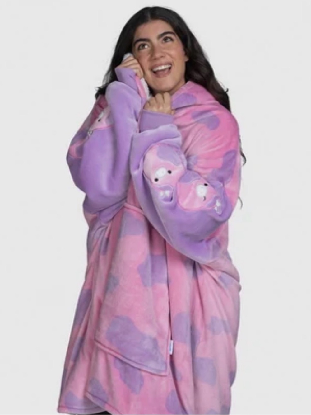 Squishmallows Women’s Hooded Plush Pullover - Pink & Lavender OS - Picture 13 of 13